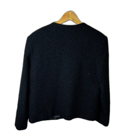 Vintage Bridgewater Black Wool Boucle Gold Buttoned LS Lady Jacket Size 12 - Picture 10 of 15